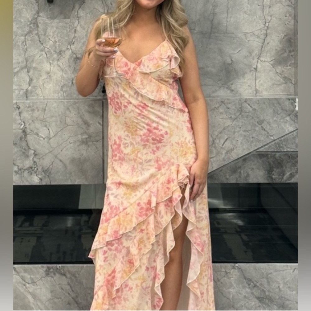 Dynamite Floral Pink Ruffle Dress XL